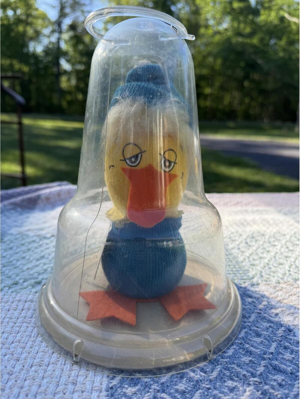 RARE Vintage Toy Mini Mods Happy Lappy Duck in Plastic Dome - Made in the USA